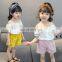 2019 popular new Korean, sweet girl clothing female baby fashion strapless embroidery short-sleeved shirt shorts set/