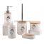 Elegant Ceramic 5pcs Bathroom Set Bamboo Bathroom Accessories Sets