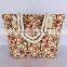 Custom Flower Pattern Beach Bag Cotton Canvas Beach Bag With Rope Handle