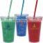 BPA Free double wall plastic cups with straw double wall tumbler - 16OZ