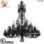 48 Light Large Black Chandelier with Black Crystal & Lamp Shade