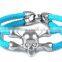 Hot Sale Stainless Steel Exotic handmade North Skull Stingray Bracelet/Arrow Cuff Mens Leather Bracelet Anchor Bracelet