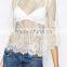 Fashion design women's white lace fancy lace tight blouse