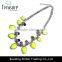 Jewelry fashion green resin beaded pendant with rhinestone chain choker necklace jewelry