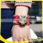 tiger snap press button leather bracelet with studs meatl button clasp