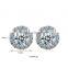 Micro Zircon Paved Stting Round The Center Zircon Sliver Stud Earrings