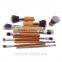 Hot Sell Synthetic Hair Eco-friendly 11PCS Bamboo Handle Makeup Brush Set With Linen Rope Pouch