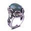 2015 hot sales antique silver engraved ring decorated with agate