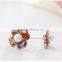 Lucky 18K Gold Plated Flower Shape Diamond Pearl Stud Earring