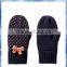 Bird Eyes Knit Girls Gloves Mitten With Fleece Lining