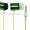 2016 Patent earphone metal headphone custom logo for mobile phone