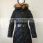 Women Faux Fur Trim Hood Puffy Quilted Waterproof Long Down Coat
