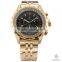 Fashion ORKINA Stainless Steel Case Chrono Black Men's Sport Quartz Watch