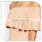 Fashion Style Off-shoulder Skin Color Female Body Suit With Falbala