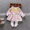 Kids Clothing Wholesale Stripe Longsleeve Ruffle Lining Dresses Baby Children