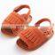 Rubber sole wholesale faux leather moccasins kids sandals china