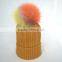 Myfur OEM Latest Women Ginger Ribbed Knitting Beanie Cap with Removable Pompom