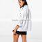 Lace up eyelet white denim jacket new fashion wholesale women street wear