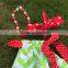 Professional Design Latest Style Girls Watermelon Green Chevron Dress With Necklace And Headband
