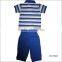 2015 wholesale summer design knit stripe printing designs boys pajamas suits
