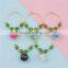 Gold Plated Green Faceted Bottle Round At Random Rhinestone Wine Glass Charm Rings