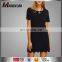 Sexy Plain Black Scalloped Hem Sexy Dress Round Neck Midi Casual Dress