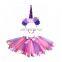 Light color tutu skirt and elastic flower headband set baby unicorn headband