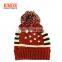 Winter Vintage Stars Stripe Knit Beanie Skull Ski Pom Pom Hat Cap