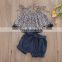 0-24M Newborn Baby Girls 2 PCS Sling Leopard Pattern Lace Loose Top Short Solid Color Elastic Pants with Removable Waist Belt
