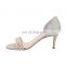 Beautiful elegant Women low heel sexy ladies ankle wrap with pearl decorated design sandals shoes