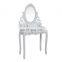 Dressing Table Mirror & Padded Stool Set Wooden Vanity 4 Drawers Makeup Dresser Furniture