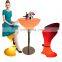 Outdoor Portable Table and Chairs /LED Plastic Night Club Chair LED Light Patio DJ Booth Table and Chair for Outdoor