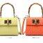 Hot-selling ostrich print manual small package ladies trapezoid bamboo-handle handbag