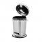 New Design Stainless Steel Garbage Can Flat soft close cover Trash Bin Metal Pedal Waste Bin