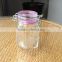 small hexagon clear glass honey jar with latch top