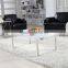 Living room RB-1409 Modern white stoving varnish rectangular tempered glass coffee table with stainless steel tea table