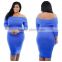 F20040A Fashionable dress plus size women clothing dress for fat women off shoulder tight evening dress                        
                                                Quality Choice