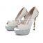 Catwalk Shoes Handmade Wedding Strass Shoes Round Toe Platform High Heel Scorpion Heels