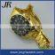 Gold Watches Men Design Alloy Case And Band Japan Movt Waterproof Black Dial Customize Logo