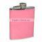 light color leather 6oz Hip Flask with a metal Built-in Collapsible Shot Glass