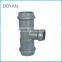 Chinese Wholesale Plastic Pipe Fitting Grey Pvc Reducing Tee with rubber