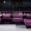 High end latest design modern purple fabric sofa set