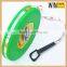 Long Distance Green ABS Case Fiberglass Tape Round Retractable 10 Meter Tape Measure With Hand Crank