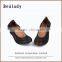 New hot sale soft rubber outsole printed suede leather low thick heel shoes ladies