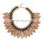Wholesale fashion jewelry Exaggerated costly golden leaf more cotton rope woven crystal necklace