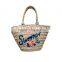 New Popular design women embroideried words beach straw bags