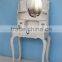 french vintage white wooden dressing table with mirror and stool