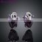 New Big Amethyst Purple Zircon Crystal Stud Earrings for Women Platinum Plated Gold Earring Gold Earrings