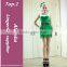 New style Polyester fashionable green backless cute christmas dresses with hat
