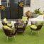 Chocolate rattan European cafe outdoor furniture parts rotatable chairs and coffee table